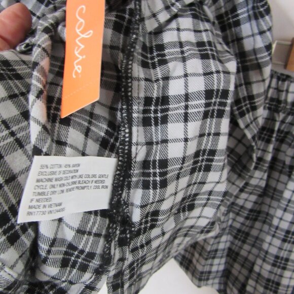 Colsie Pajama Set Babydoll Plaid Cami Shorts Woven Black Plaid Size Small NWT - Picture 3 of 7